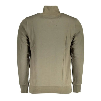 Beige turtleneck sweater med ribbed manchetter og kant i La Martina green cotton