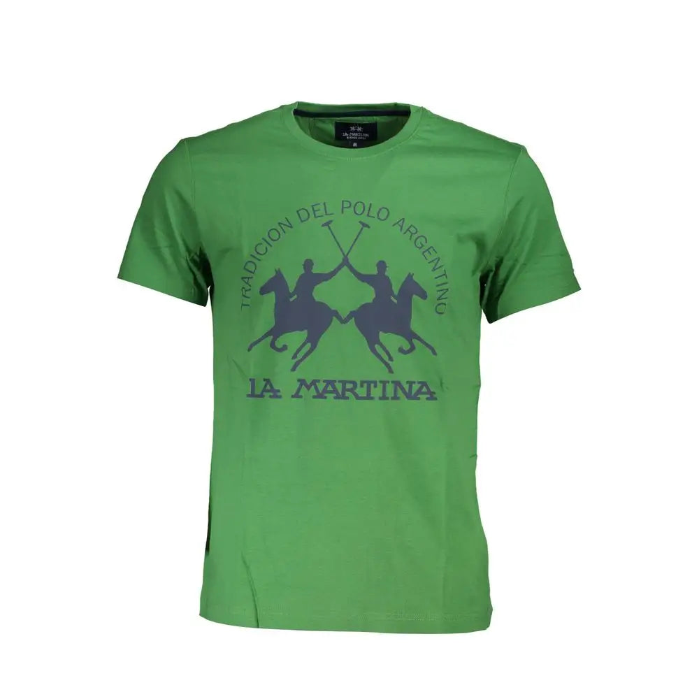 La Martina green cotton t-shirt med polo-spillere grafik