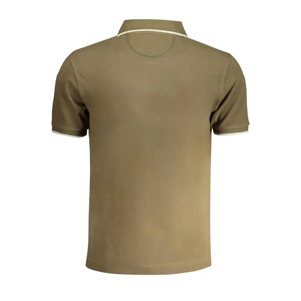 La Martina grøn bomuldspolo i khaki med cremede kanter