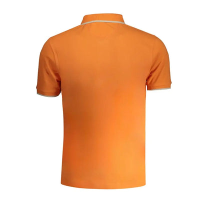 La Martina orange cotton polo shirt med lys grå krave og ærmer