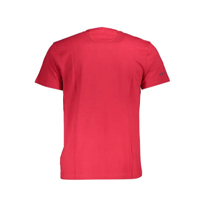Vibrant La Martina red cotton mænds t-shirt med kortærmet crew neck