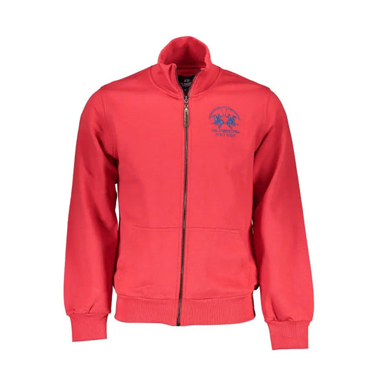 Vibrant La Martina red cotton sweater with blue embroidered logo