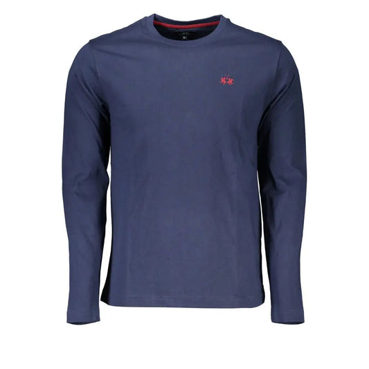 La Martina regal blue crew neck embroidered tee i marineblå med rødt logo