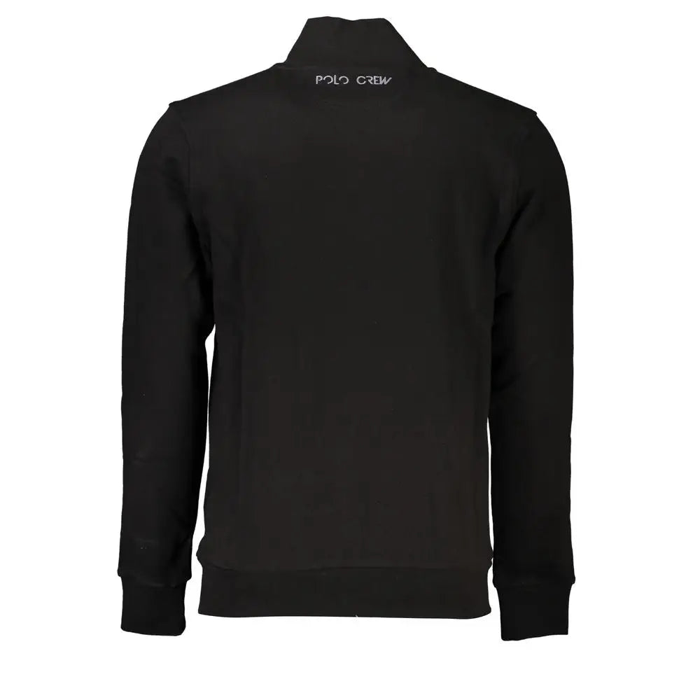 La Martina sleek black cotton zip sweater med logo