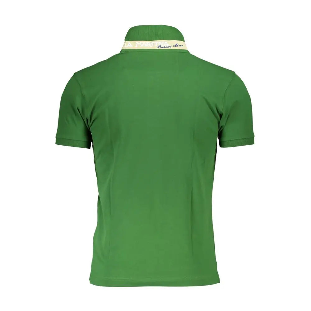 La Martina sleek green slim fit polo skjorte med kontrastkrave