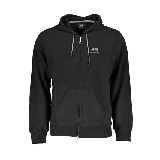 Sort La Martina sleek hooded cotton sweatshirt i sort med subtil logo