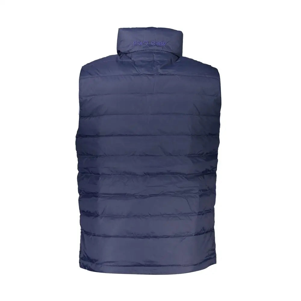 La Martina sleek sleeveless embroidered blue vest med navy blå quiltet design