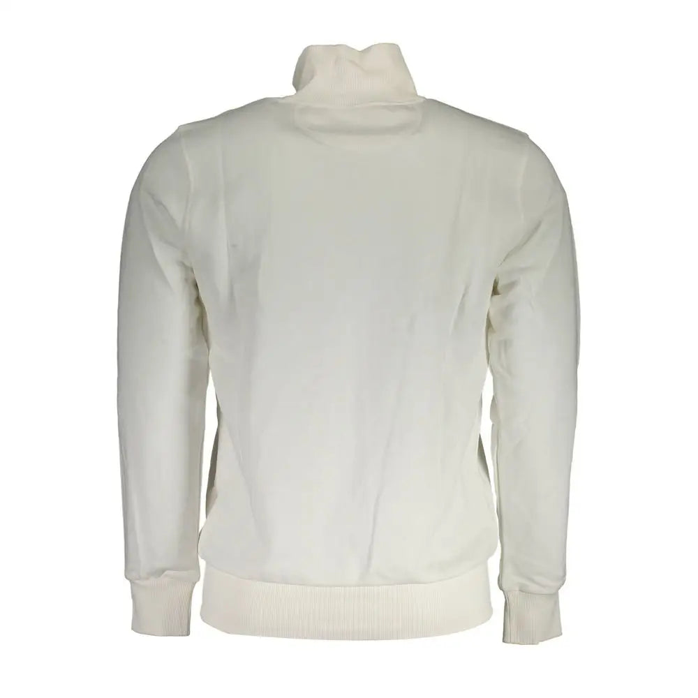 La Martina white cotton turtleneck sweater i cremfarvet med ribbade kanter