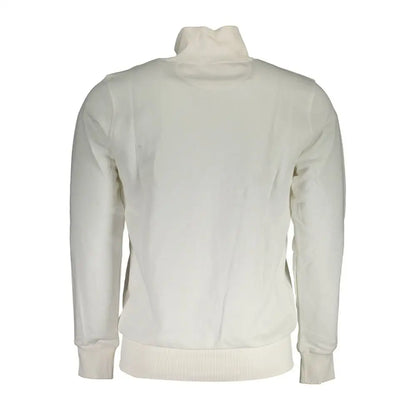 La Martina white cotton turtleneck sweater i cremfarvet med ribbade kanter