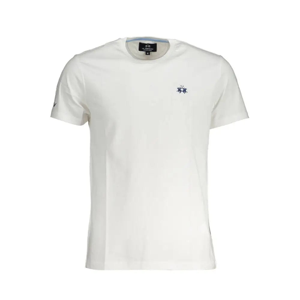 La Martina white cotton herret-shirt med navy logo