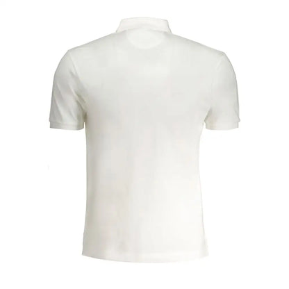 La Martina white cotton polo shirt with classic collar and ribbed cuffs