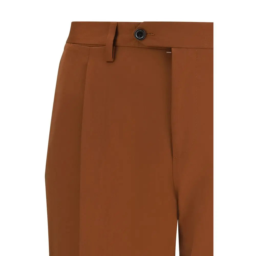 Lardini brown cotton to tailored bukser med sort knap