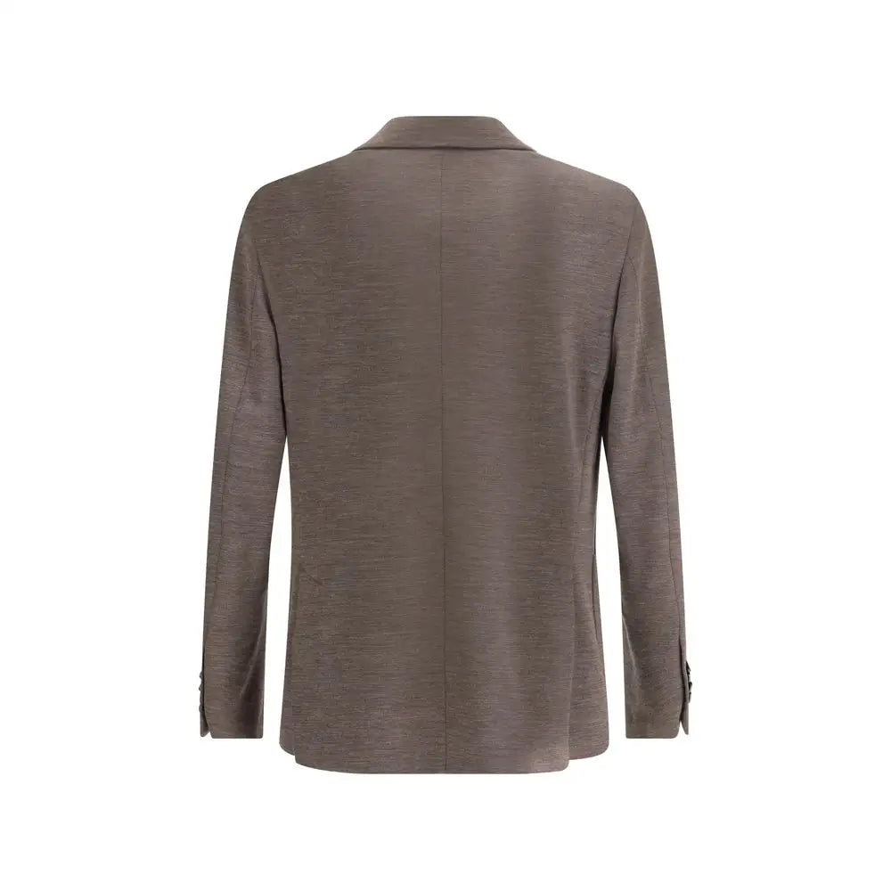 Sleek taupe Lardini Easy Wear Drop Jacket med tekstureret væv