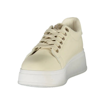 Laura Biagiotti beige polyester kvinders sneakers med cremefarvet overdel