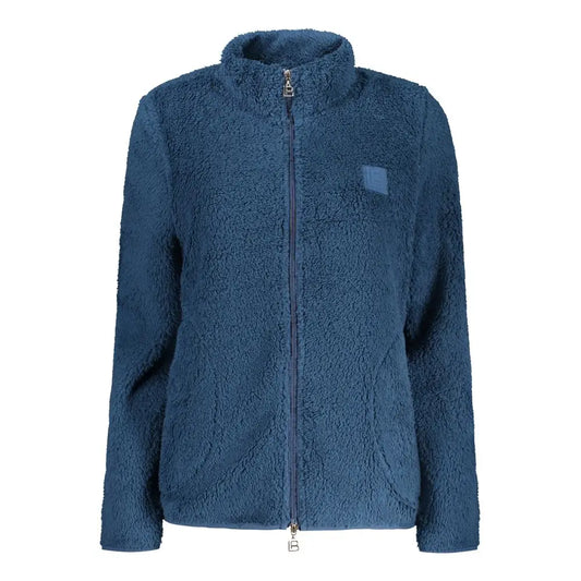 Cozy Laura Biagiotti blu polyester women sweatshirt in navy blue fleece with high collar and zipper