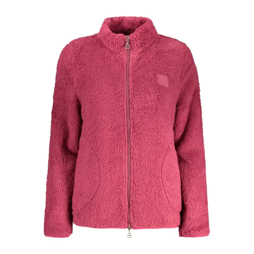 Laura Biagiotti Viola lilla polyester kvinders sweatshirt i fuchsia fleece med høj krave og lynlås