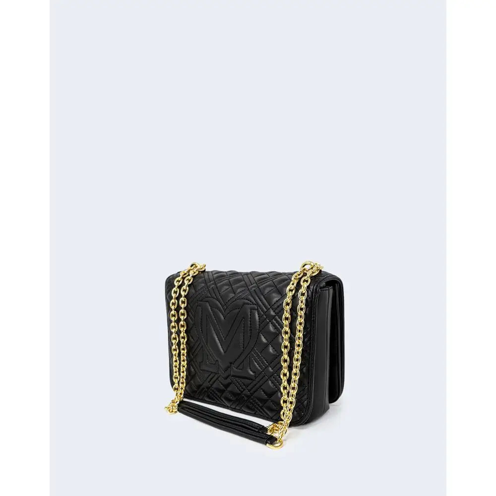 Love Moschino sort quiltet læder crossbody taske med guld-kæde