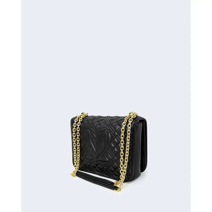Love Moschino sort quiltet læder crossbody taske med guld-kæde