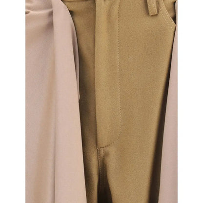 MARBELL beige wool athletic pants med tan uldtekstur og matchende syninger
