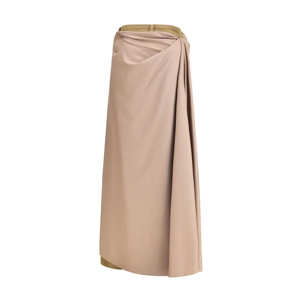Sleek MARBELL beige wool athletic pants with subtle draping design