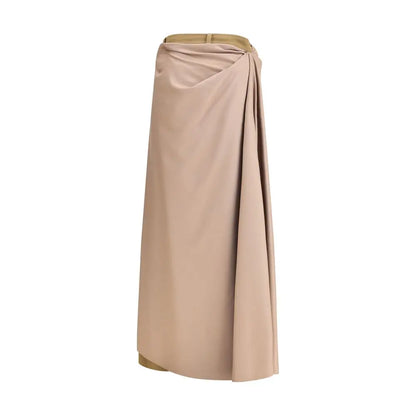 Sleek MARBELL beige wool athletic pants with subtle draping design