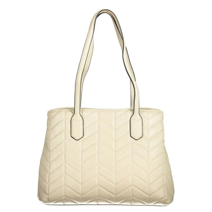 Mario Valentino beige polyethylen håndtaske med chevronmønster
