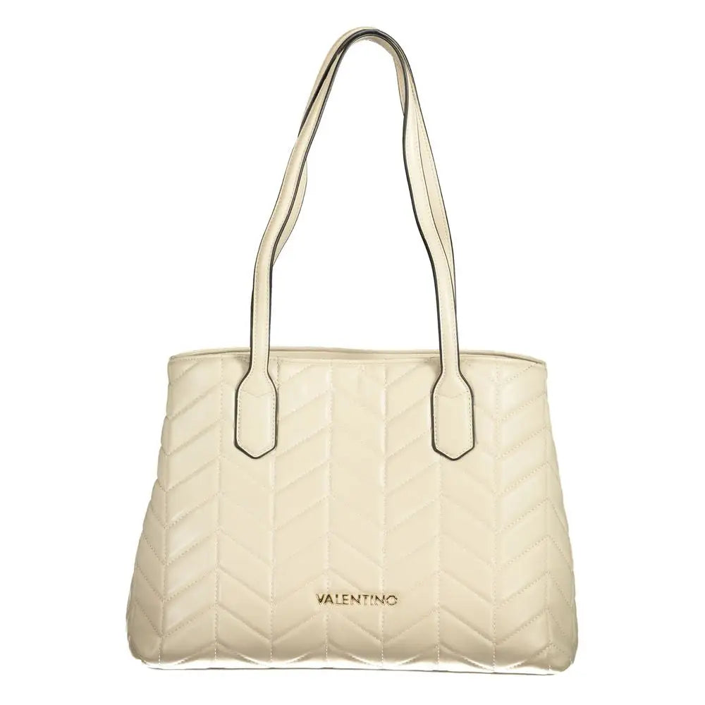 Mario Valentino beige polyethylen håndtaske i cremfarvet læder
