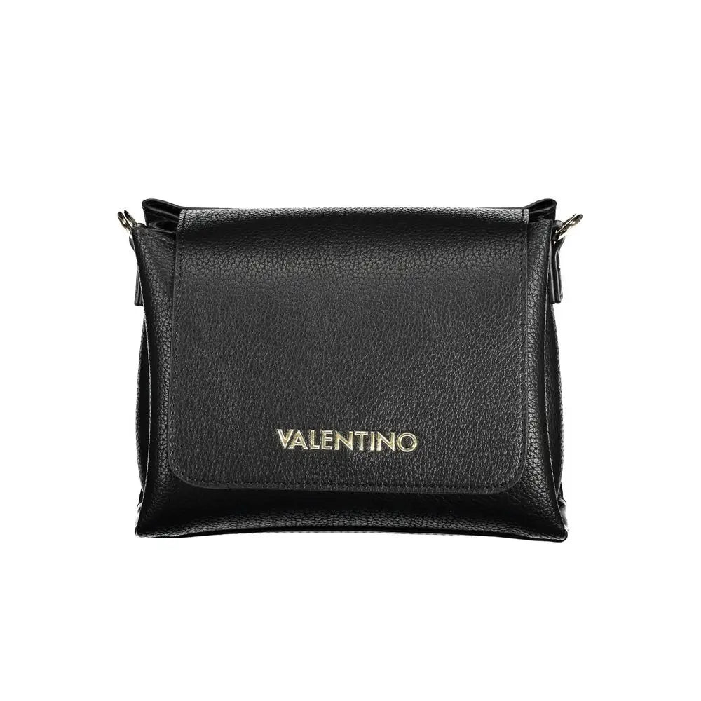 Mario Valentino sort tekstureret læder crossbody taske med guld-logo, 100% original