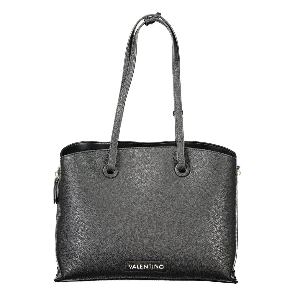 Mario Valentino black polyethylene tote bag with textured leather and gold hardware