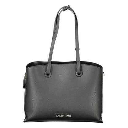 Mario Valentino black polyethylene tote bag with textured leather and gold hardware