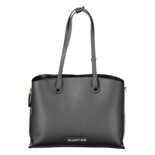 Mario Valentino black polyethylene tote bag with textured leather and gold hardware