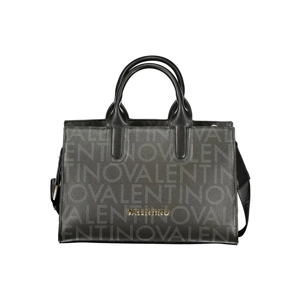 Mario Valentino sort Mario Valentinoss sorte black polyurethane handbag with embossed logo pattern and gold hardware
