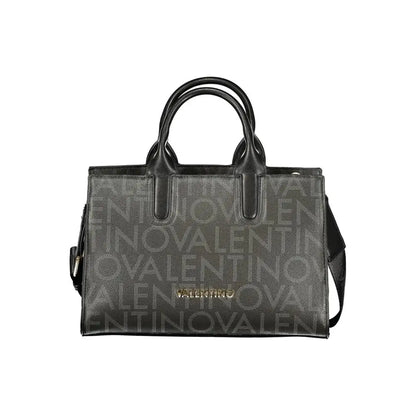 Mario Valentino sort Mario Valentinoss sorte black polyurethane handbag with embossed logo pattern and gold hardware
