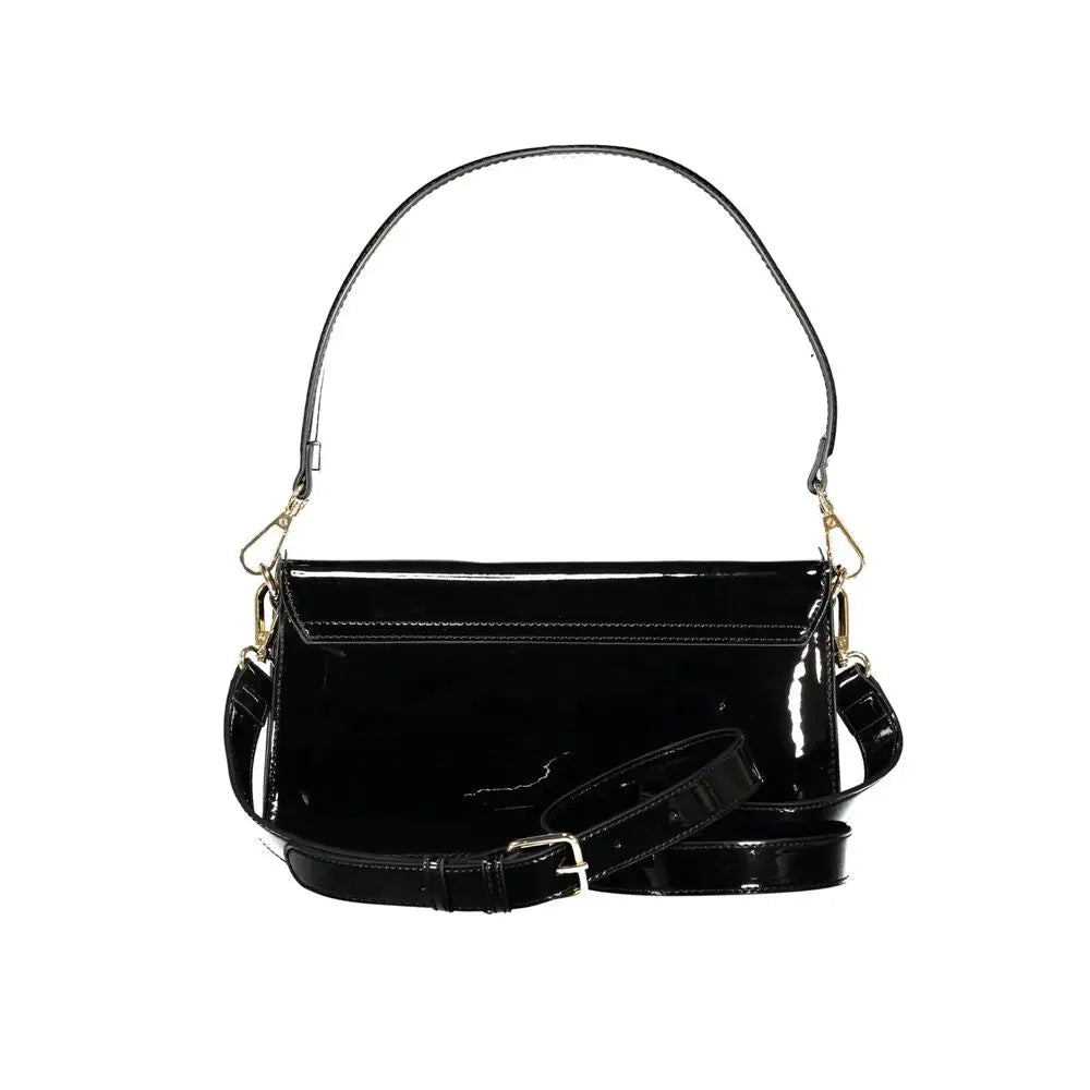 Mario Valentino sort polyurethan crossbody taske, 100% original