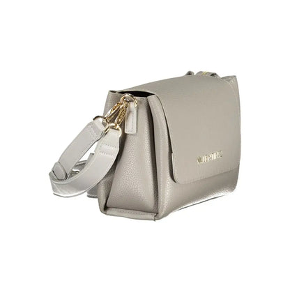 Sleek Mario Valentino Grigio crossbody bag in light gray leather with gold logo