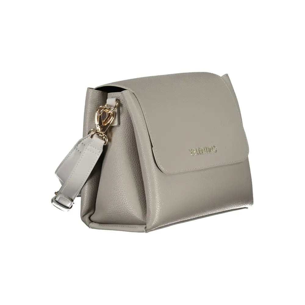 Sleek Mario Valentino Grigio crossbody bag in light gray leather with gold logo