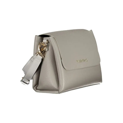 Sleek Mario Valentino Grigio crossbody bag in light gray leather with gold logo