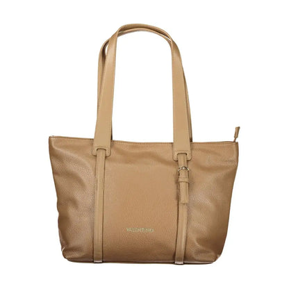Mario Valentino Marrone Poliuretano women shoulder bag in beige leather with structured design and top handles