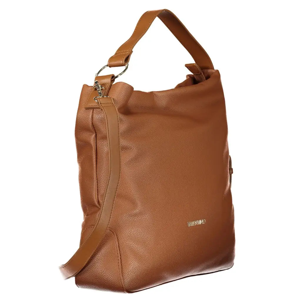 Mario Valentino Marrone polyurethane kvinders håndtaske med tan læder og justerbar strop