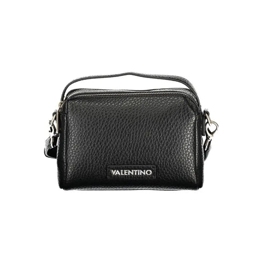 Mario Valentino nero poliuretano crossbody bag in black textured leather with silver hardware