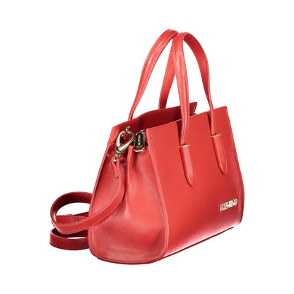 Vibrant Mario Valentino Rosso Poliuretano red leather handbag with gold hardware