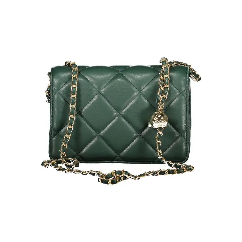 Mario Valentino Verde mørkegrøn læder crossbody taske med guldkæde