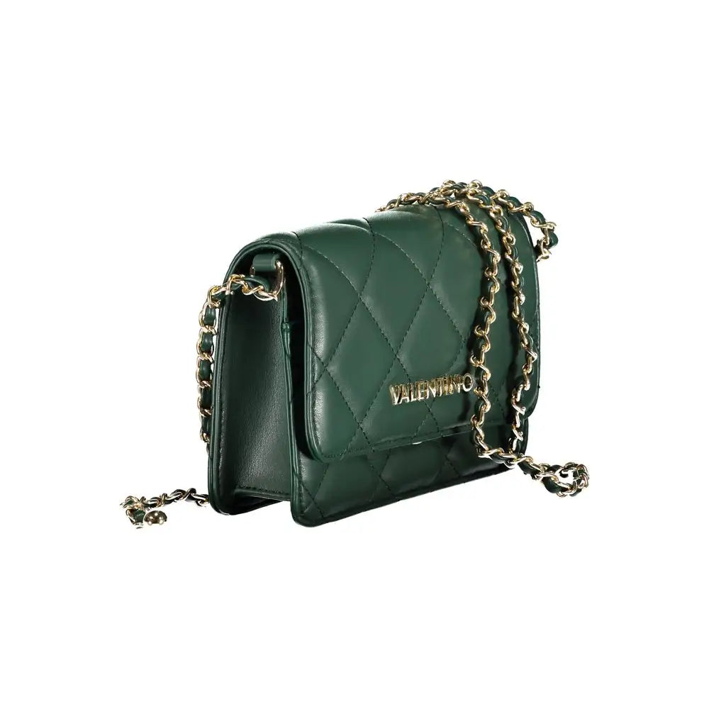 Mario Valentino Verde crossbody taske i mørkegrøn læder med guldkæde