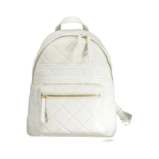 Mario Valentino white quilted polyethylene backpack with gold zippers