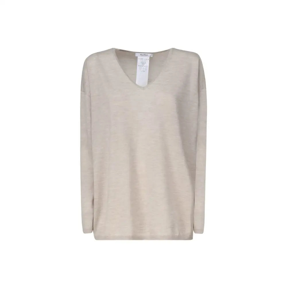 Max Mara beige cashmere sweater med langærmet v-hals