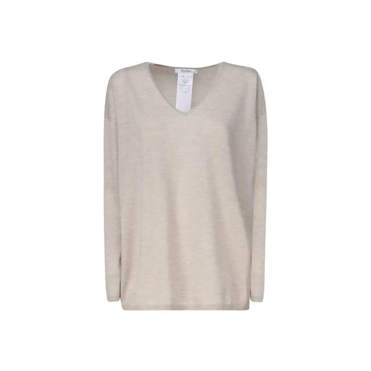 Max Mara beige cashmere sweater med langærmet v-hals
