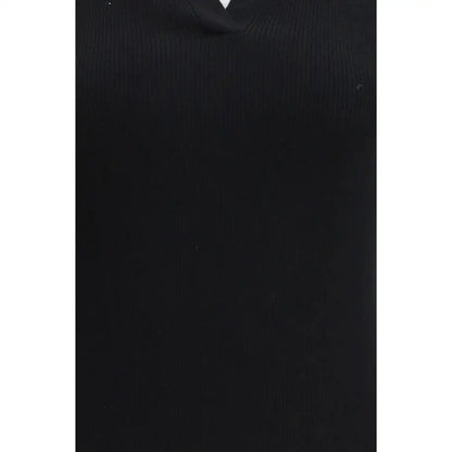 Sort Max Mara sort svart ribbet fleece ull mønster shirt med subtil lodret tekstur