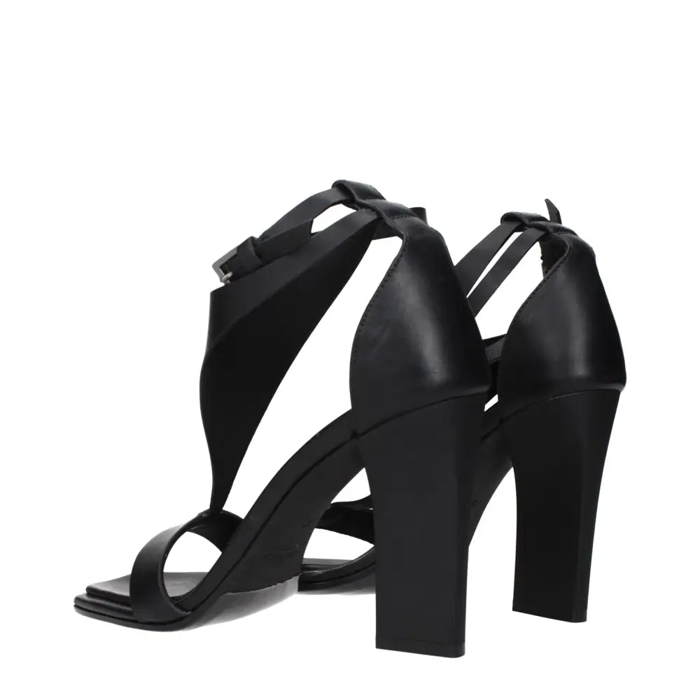 Max Mara Black Leather Stiletto Heels Sandals