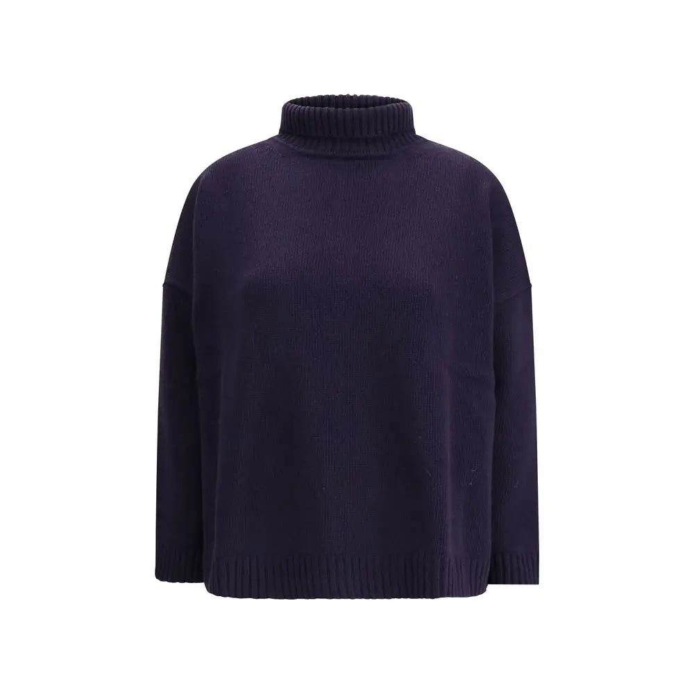 Max Mara blå fleece uld turtleneck, 100% originale brands