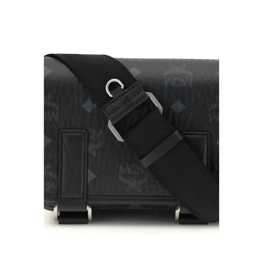 MCM sort crossbody taske med monogram mønster, justerbar rem. Spar 30-70% på 100% originale brands